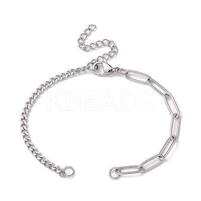 Tarnish Resistant 304 Stainless Steel Curb & Paperclip Chains Bracelet Making BJEW-JB10030-02-1