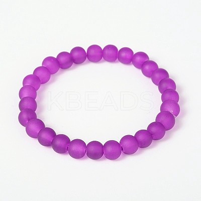 Stretchy Frosted Glass Beads Kids Bracelets for Children's Day BJEW-JB01768-02-1