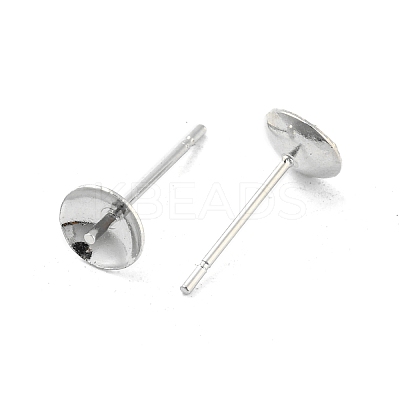 Iron Ear Studs Settings for Half Drilled Beads LS-IFIN-E707-N-1