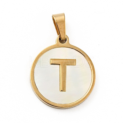 PVD Vacuum Plating 304 Stainless Steel with White Shell Pendants STAS-G268-01T-G-1