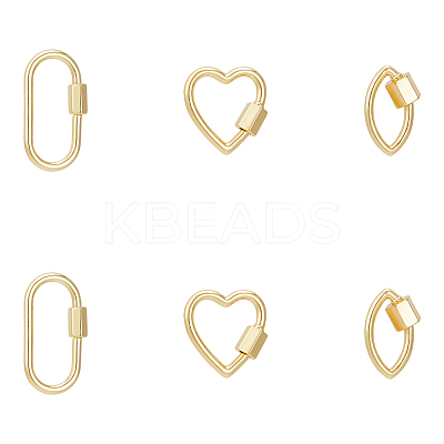 6Pcs 3 Styles Brass Screw Carabiner Lock Charms KK-UN0002-01-1