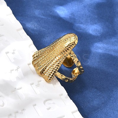 304 Stainless Steel Open Cuff Ring for Women RJEW-A053-06G-09-1