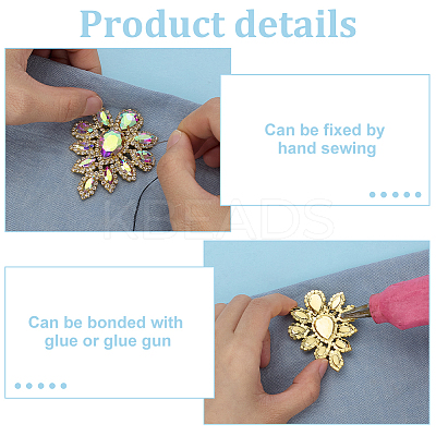 4Pcs Teardrop Shape Hotfix Rhinestone Iron on Patches PATC-FG0002-25B-1