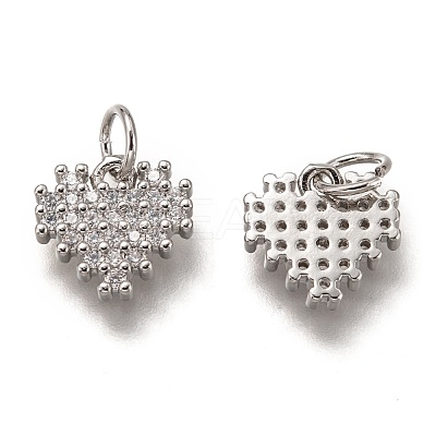 Brass Micro Pave Clear Cubic Zirconia Charms ZIRC-B002-61P-1