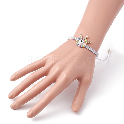 Big Evil Eye Braided Bead Bracelet BJEW-JB07109-04-1