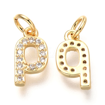 Brass Micro Pave Cubic Zirconia Charms ZIRC-O037-24G-1