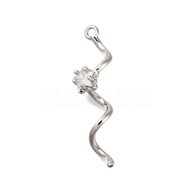 Brass Micro Pave Clear Cubic Zirconia Pendants KK-M301-13P-1