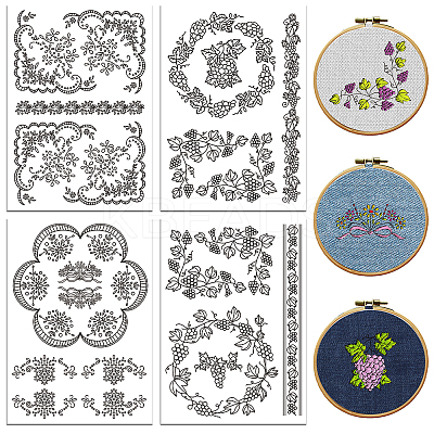4 Sheets 11.6x8.2 Inch Stick and Stitch Embroidery Patterns DIY-WH0455-161-1