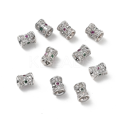 Brass Micro Pave Cubic Zirconia Beads KK-Z114-18P-1