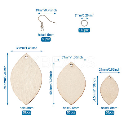 DIY Unfinished Wooden Pendant Earring Making Kits DIY-YS0001-16-1