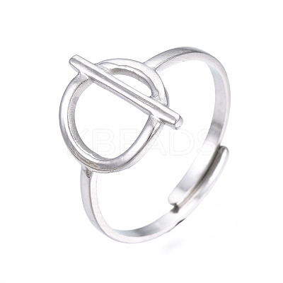 304 Stainless Steel Toggle Clasp Shape Open Cuff Ring RJEW-T023-85P-1