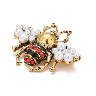 Bee Enamel Pin with Rhinestone & Resin Pearl LS-JEWB-A004-26AG-1