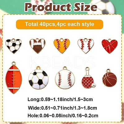 40Pcs 10 Styles Alloy Enamel Pendants ENAM-YW0005-46-1