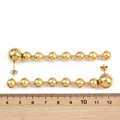304 Stainless Steel Round Tassel Stud Earrings LS-EJEW-D330-02G-1