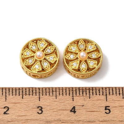 Rack Plating Hollow Brass Cubic Zirconia Beads KK-K381-21D-MG-1