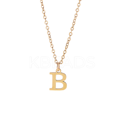 304 Stainless Steel Letter Pendant Necklaces NJEW-LP0001-53B-G-1