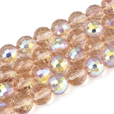 Electroplate Transparent Glass Beads Strands LS-EGLA-N024-01A-C05-1