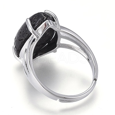 Adjustable Natural Lava Rock Finger Rings RJEW-F107-A10-1
