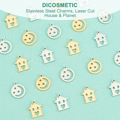 32Pcs 4 Style 304 Stainless Steel Charms STAS-DC0009-28-1