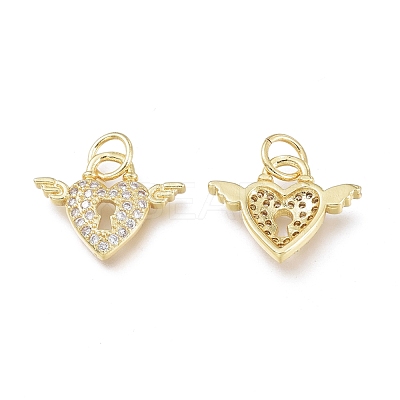 Brass Micro Pave Clear Cubic Zirconia Charms ZIRC-L076-051G-1