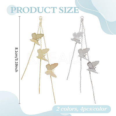 8Pcs 2 Colors Brass Chain Tassel Big Pendants KK-ME0003-55-1