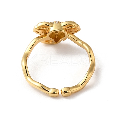 Elephant Brass Micro Pave Cubic Zirconia Cuff Rings RJEW-P088-02G-1