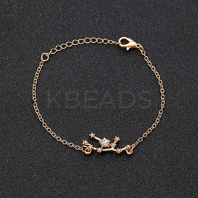 12 Constellations Alloy Rhinestone Link Bracelets WG43B2B-04-1