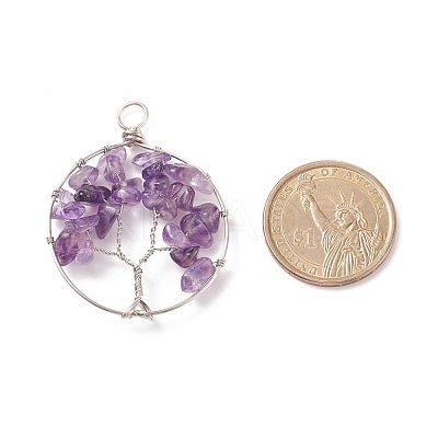 Natural Mixed Stone Chip Pendants PALLOY-JF01747-1