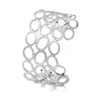 Oval 304 Stainless Steel Cuff Bangles for Women BJEW-B104-16P-1
