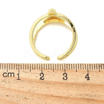 Brass Micro Pave Cubic Zirconia Cuff Rings RJEW-P149-01A-G-1