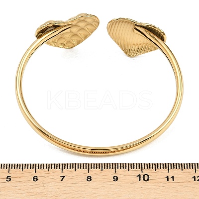 304 Stainless Steel Heart Cuff Bangles for Women LS-BJEW-A154-01B-G-1