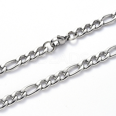 Non-Tarnish 304 Stainless Steel Figaro Chain Necklaces NJEW-S420-003A-P-1
