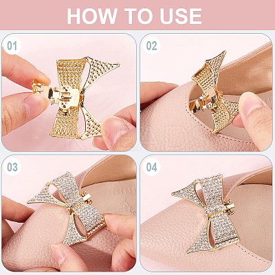 2Pcs Bowknot Alloy Rhinestone Shoe Decorations FIND-CP0002-30B-1