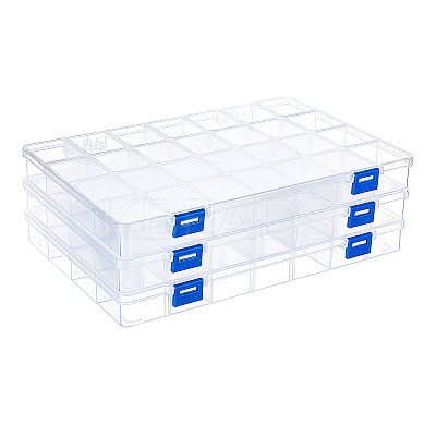 BENECREAT 3Pcs Rectangle PP Plastic Bead Storage Container, 28 Compartment  Organizer Boxes, with Hinged Lid, for Small Parts, Hardware and Craft