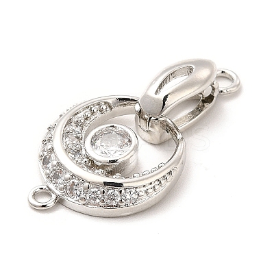 Rack Plating Brass Pave Clear Cubic Zirconia Fold Over Clasps KK-K270-04P-1