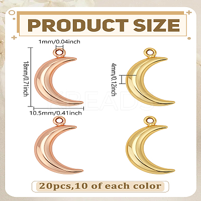 20Pcs 2 Colors Alloy Moon Pendants FIND-LP0005-25-1
