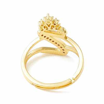 Clear Cubic Zirconia Initial Letter with Crown Adjustable Ring RJEW-M139-17Z-1