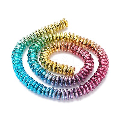 Rainbow Color Electroplate Non-magnetic Synthetic Hematite Beads Strands G-L489-F03-1