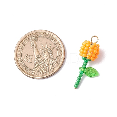Grade A Round Glass Seed Beads Acrylic Flower Charms PALLOY-MZ00690-1