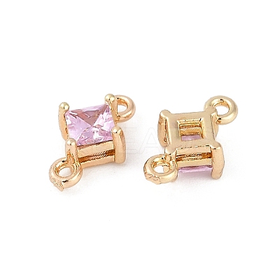 Brass Pave Glass Rhombus Links Connector Charms GLAA-Q088-001A-1