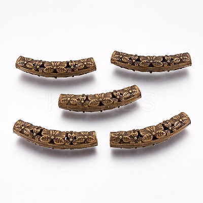 Flower Pattern Hollow Alloy Tube Beads PALLOY-K192-55AB-NF-1