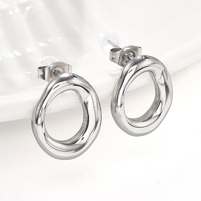 304 Stainless Steel Chunky Oval Studs Earrings for Women LS-EJEW-K306-28P-1
