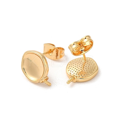 Twist Flat Round Brass Stud Earring Findings KK-M270-35G-1