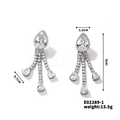 Exquisite Rhinestone Tassel Teardrop Stud Earrings for Women Fashion Statement Jewelry AY0237-1