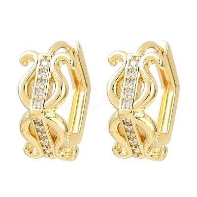 Lyre Brass Micro Pave Clear Cubic Zirconia Hoop Earrings EJEW-D348-04G-1
