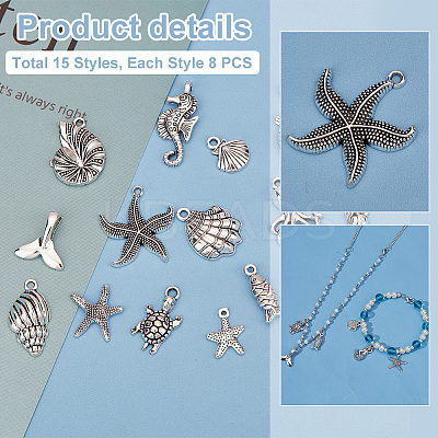 90Pcs 15 Styles Tibetan Style Alloy  Pendants TIBE-PH0002-16-1