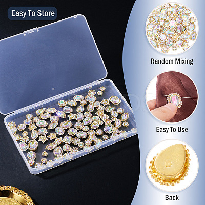 100Pcs Teardrop/Heart/Star Sew on Rhinestones FIND-TA0006-69B-1