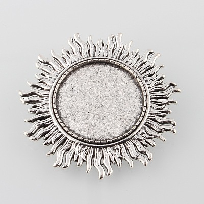 Vintage Alloy Sun Brooch Cabochon Bezel Settings PALLOY-O038-43AS-1
