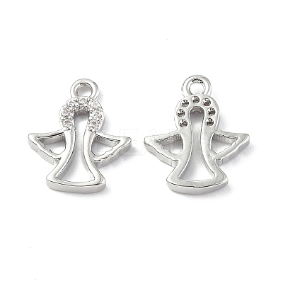 Brass Micro Pave Clear Cubic Zirconia Charms KK-E068-VF259-1