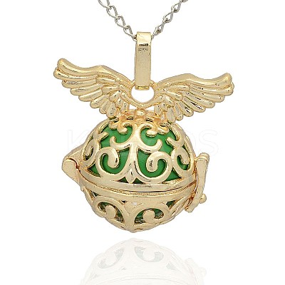 Golden Tone Brass Hollow Round Cage Pendants KK-J234-04G-1